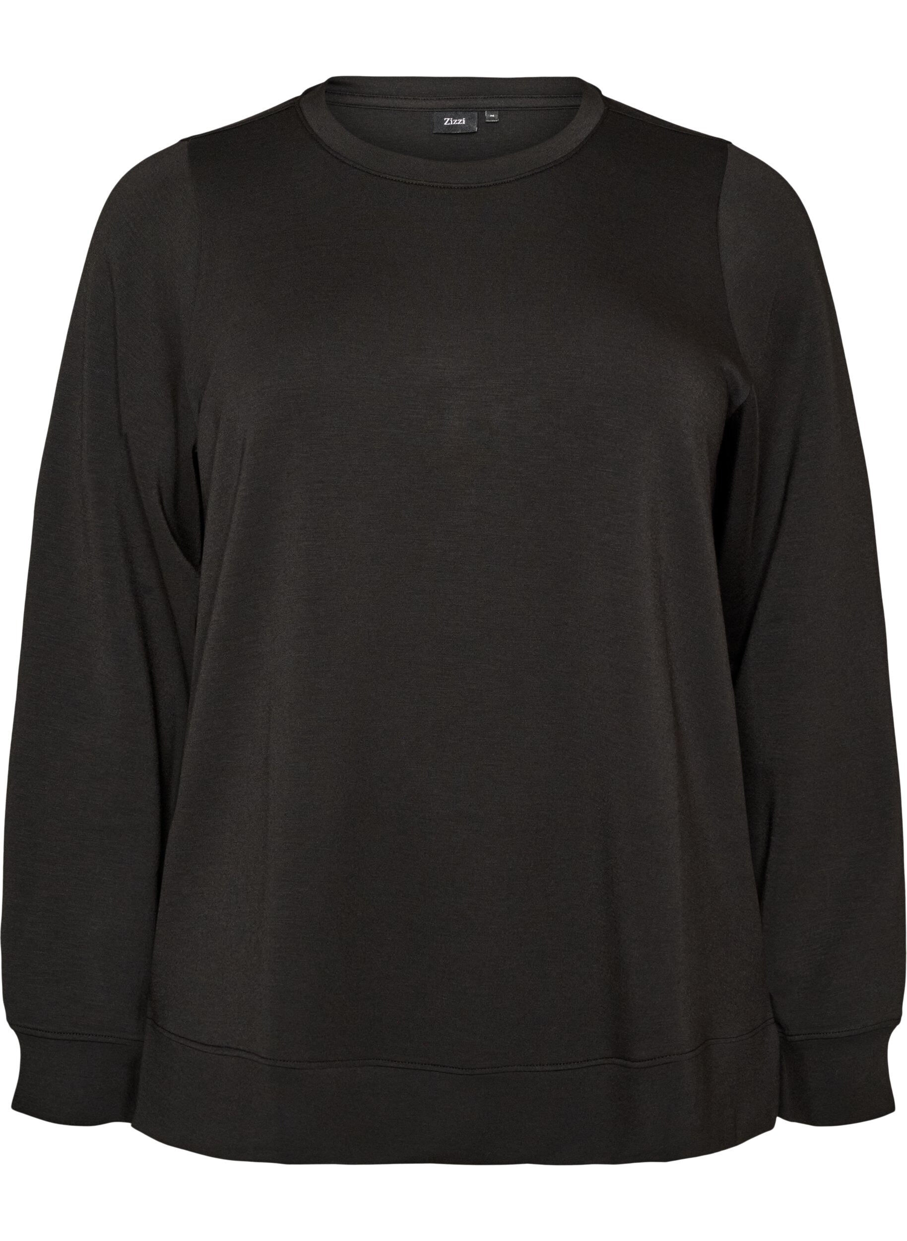 ZizziPitk&auml;hihainen jerseypusero py&ouml;re&auml;ll&auml; p&auml;&auml;ntiell&auml;, Musta, Packshot image number 0