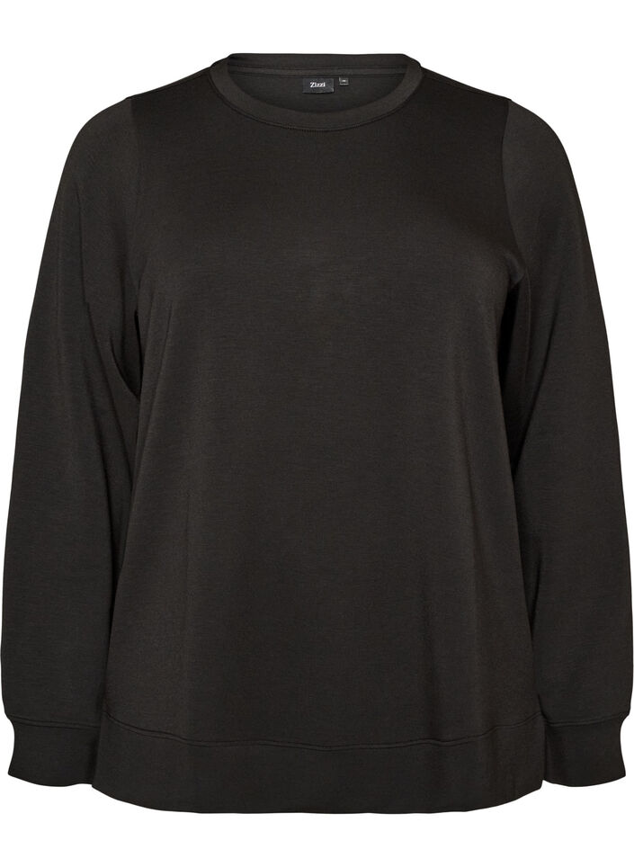 Pitk&auml;hihainen jerseypusero py&ouml;re&auml;ll&auml; p&auml;&auml;ntiell&auml;, Musta, Packshot image number 0