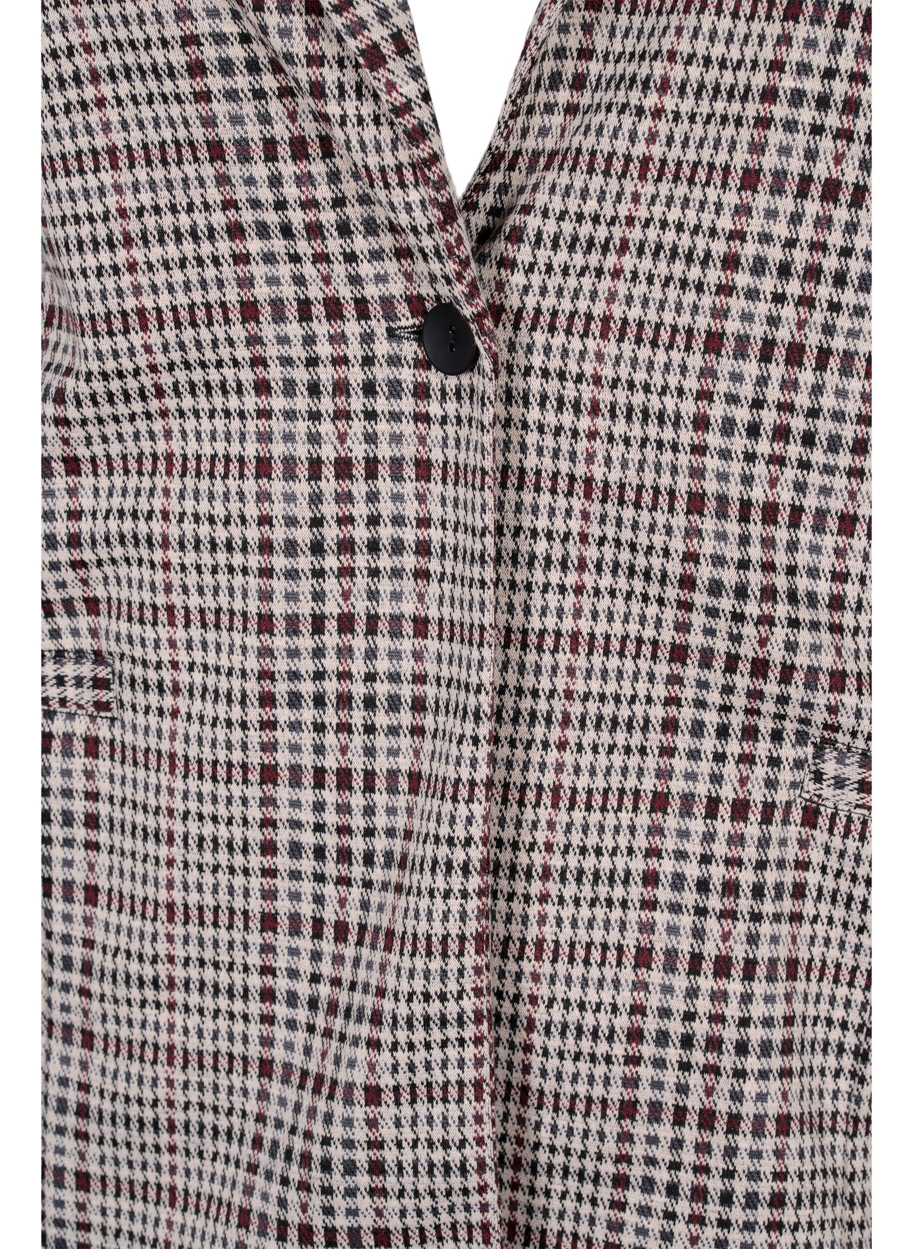 Zizzi Ruudullinen bleiseri napilla, Brown Check, Packshot image number 2