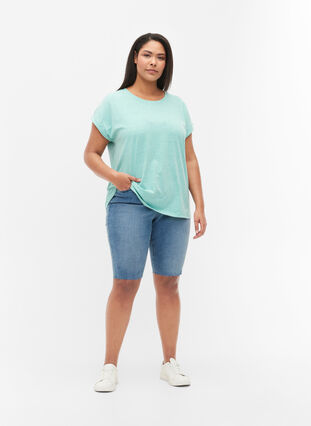 Meleerattu t-paita lyhyillä hihoilla, Turquoise Mél, Model image number 2