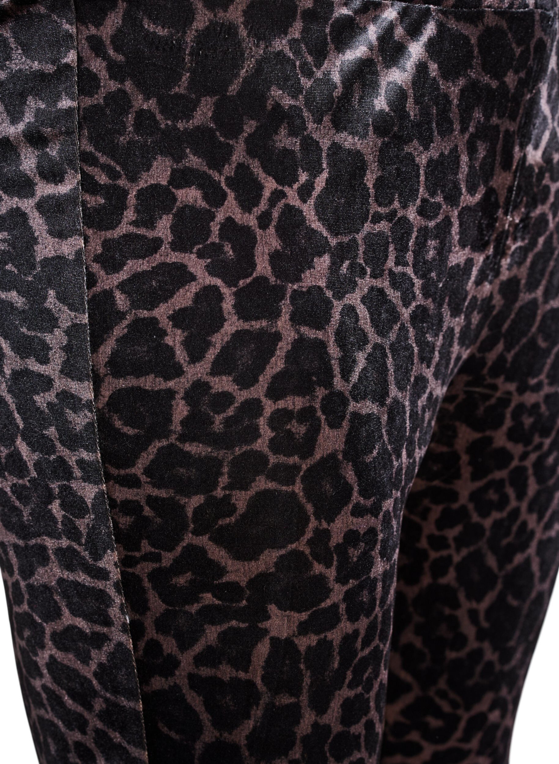 Zizzi Leopardikuviolliset velourleggingsit, Ruskea, Packshot image number 2