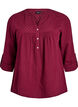 Paita puuvillamusliinissa, jossa broderie anglaise -kirjailu, Tumma Bordeaux, Packshot image number 0