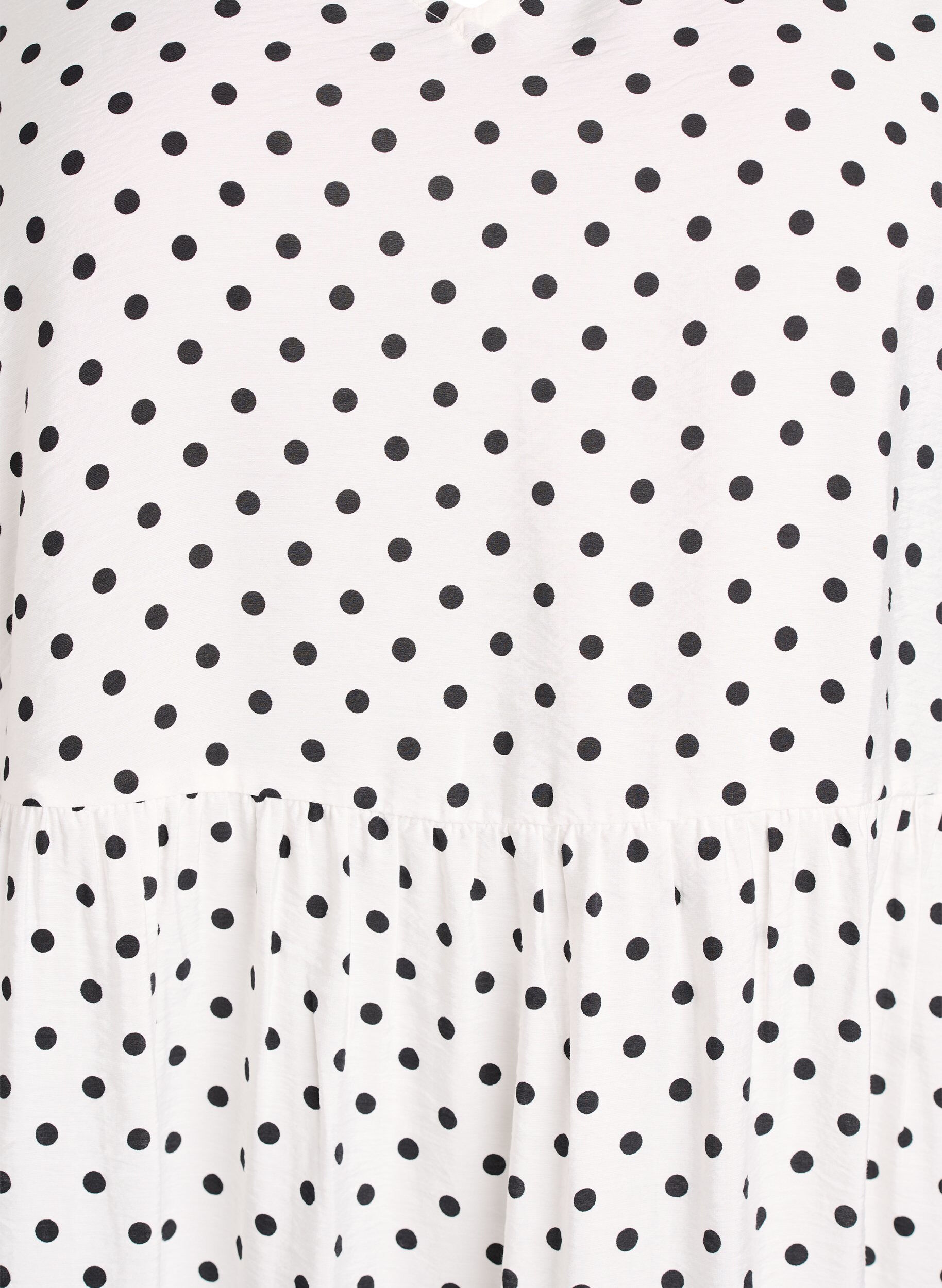 Zizzi Pilkkumekko V-p&auml;&auml;ntiell&auml; ja A-linjaisella leikkauksella, Valkoinen, Packshot image number 2