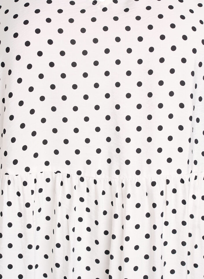 Pilkkumekko V-pääntiellä ja A-linjaisella leikkauksella, Valkoinen, Packshot image number 2