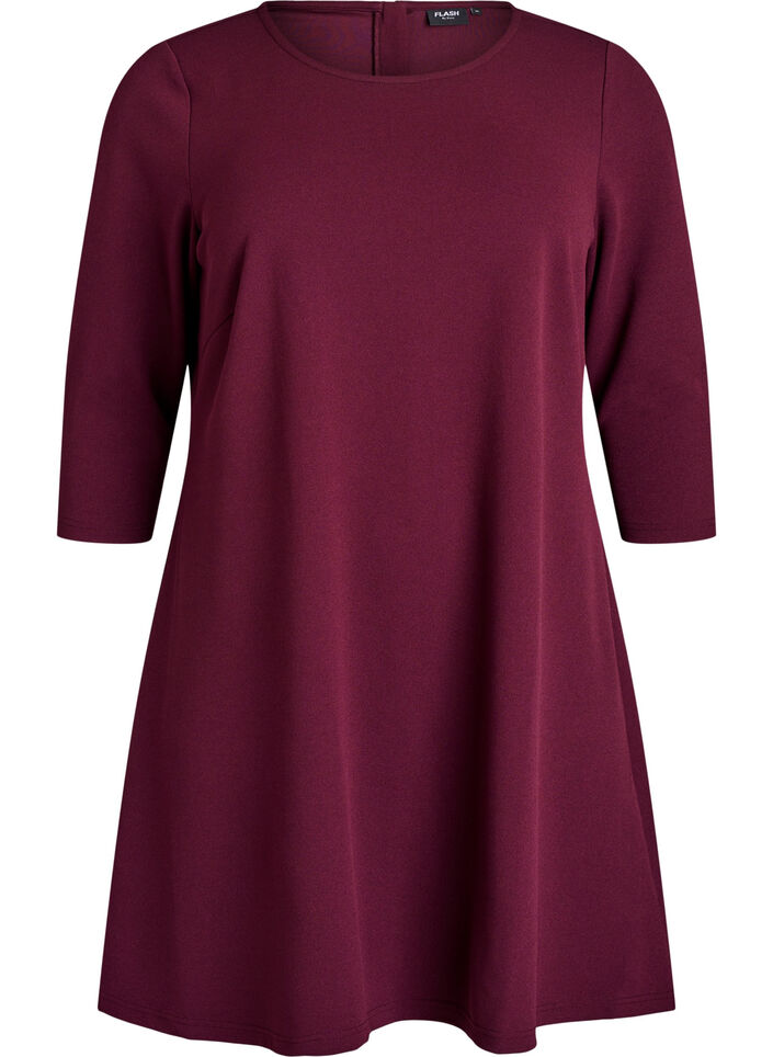 Lyhyt A-linjainen mekko 3/4-hihoilla, Punainen, Packshot image number 0