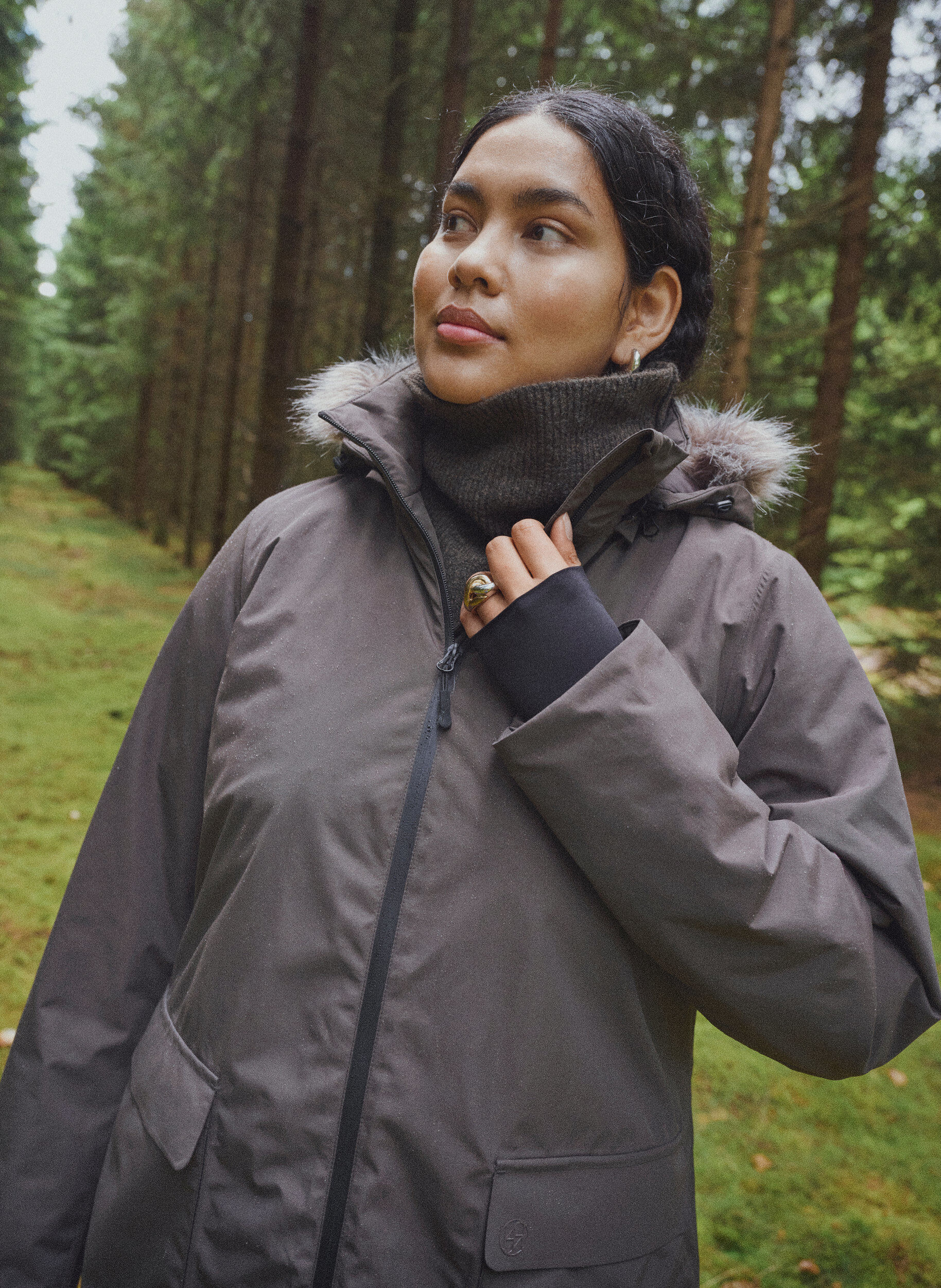 ZizziVedenpit&auml;v&auml; hupullinen parka, Ruskea, Image image number 0