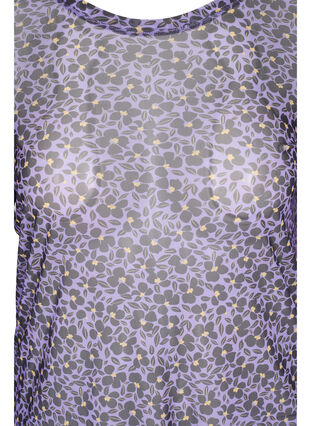 Tyköistuva mesh-pusero kukkakuosilla, Purple AOP, Packshot image number 2