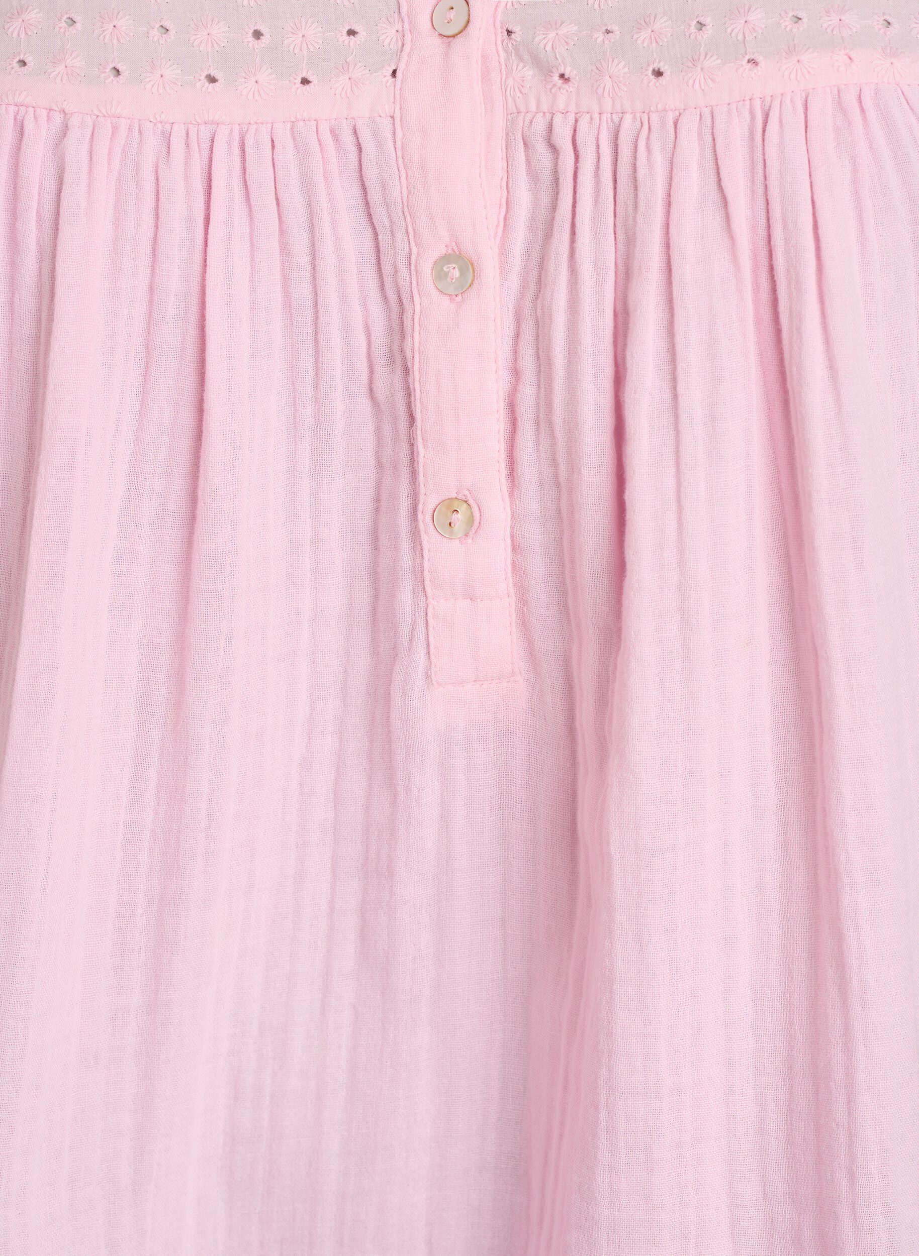 ZizziPaita puuvillamusliinissa, jossa broderie anglaise -kirjailu, Vaaleanpunainen, Packshot image number 2