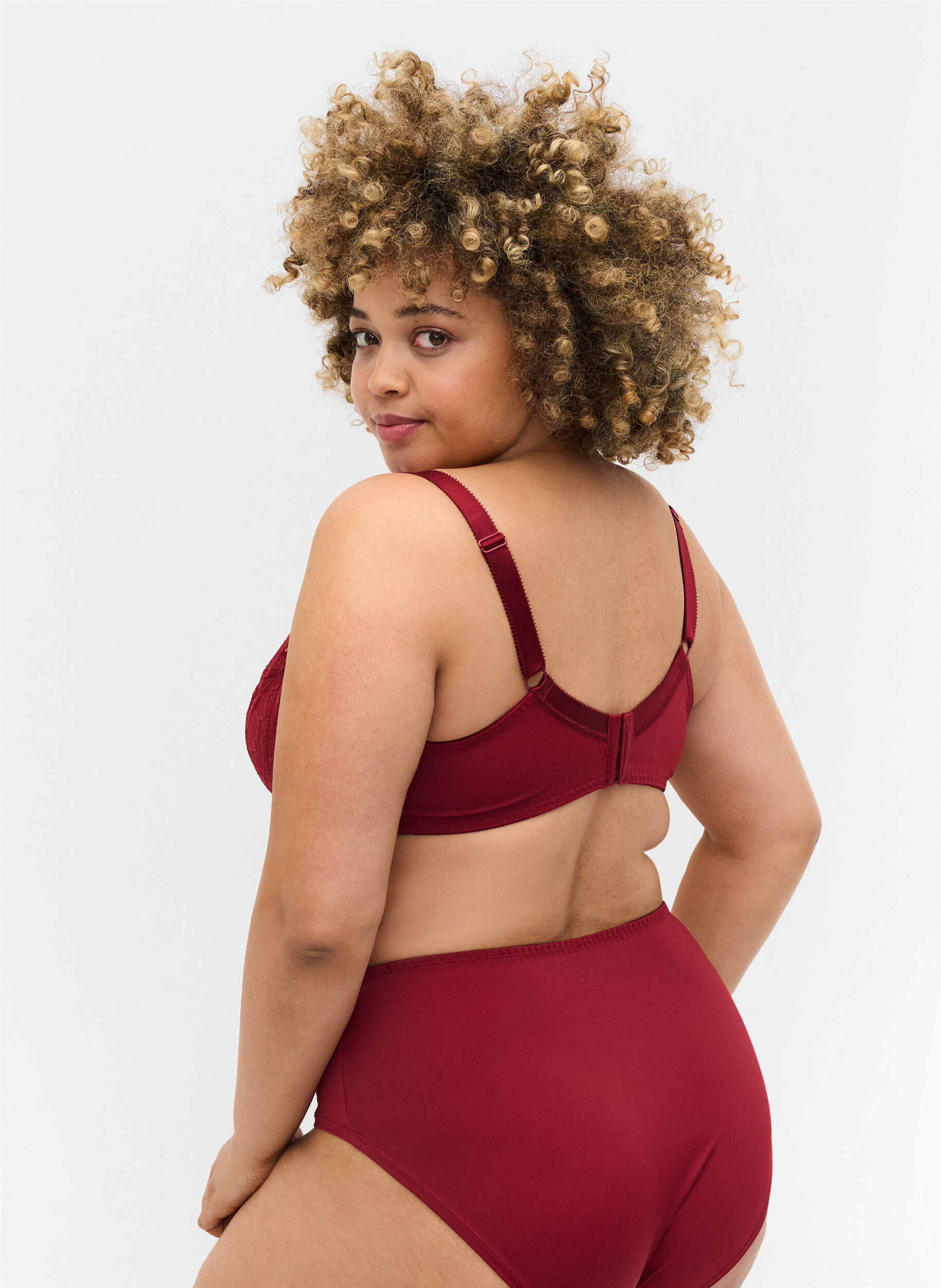 Zizzi Kaarituelliset rintaliivit pitsill&auml;, Rhubarb, Model image number 1