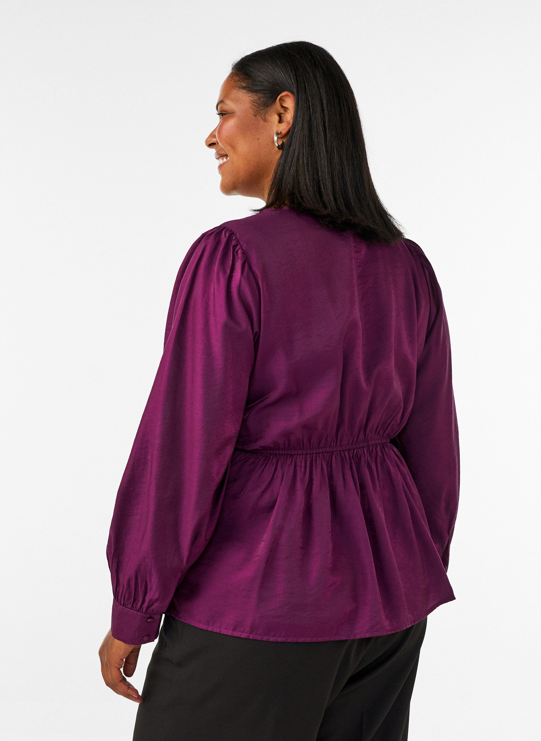ZizziKiilt&auml;v&auml; viskoosipusero peplum-efektill&auml;, Violetti, Model image number 2