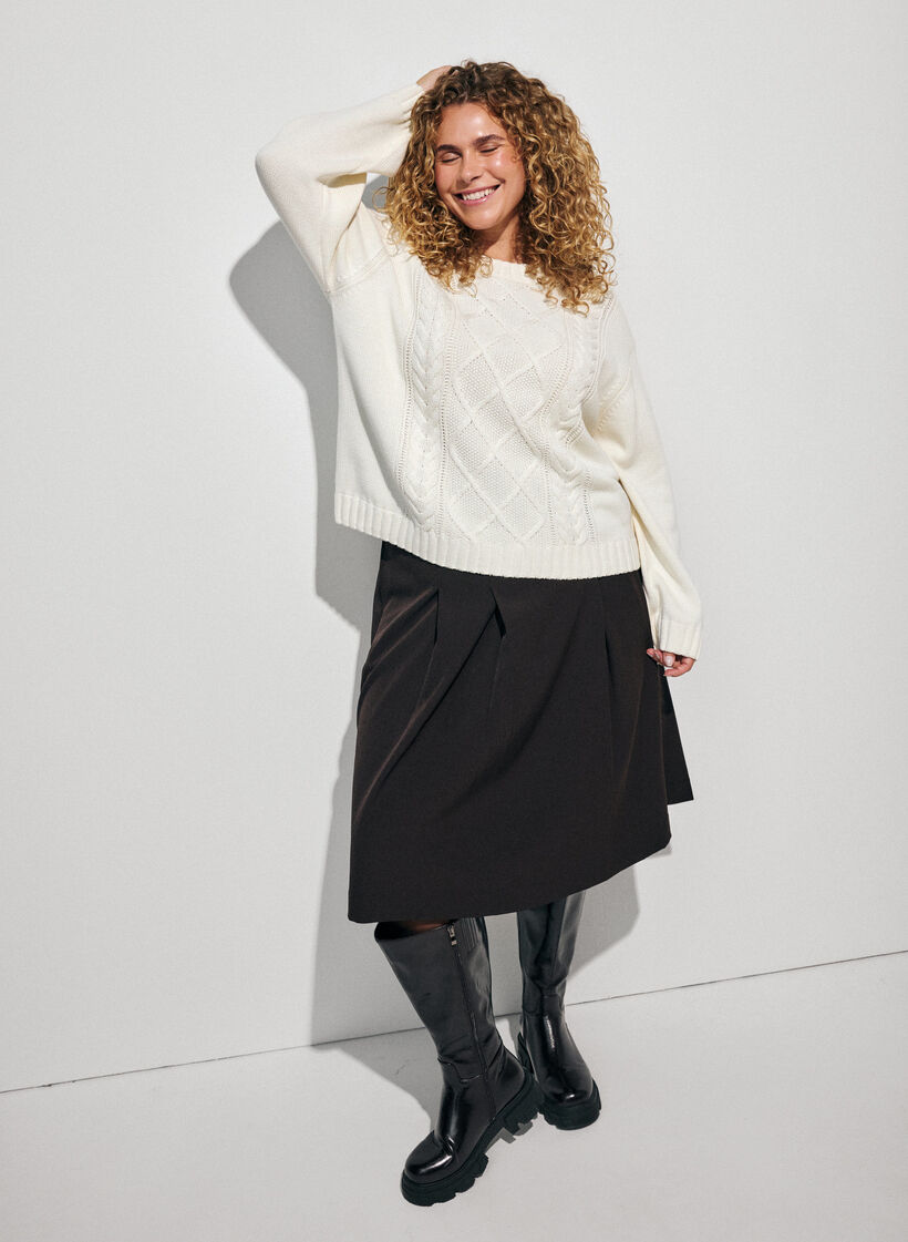 Neule palmikkokuviolla, Vanilja, Model image number 1