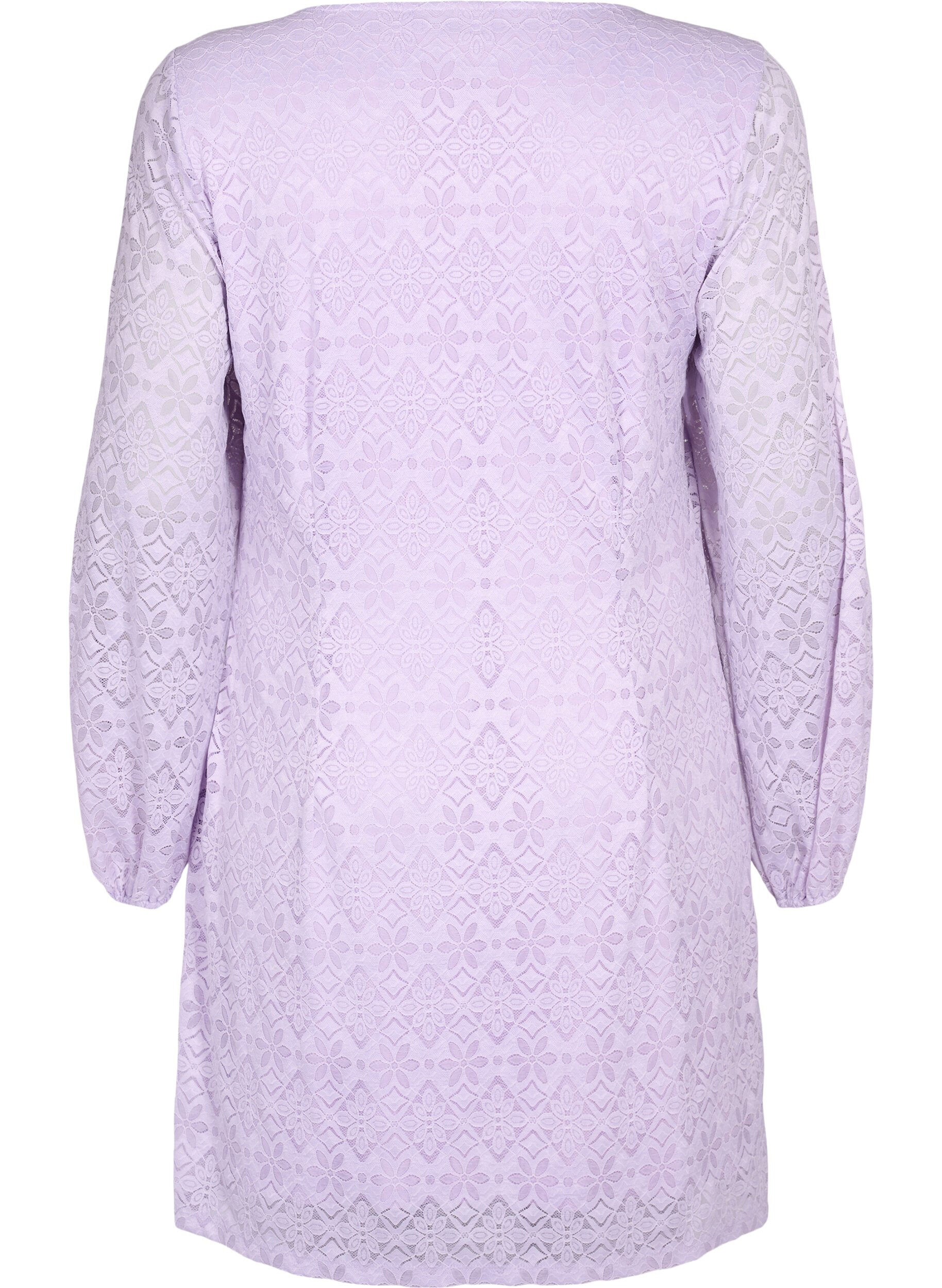 ZizziPitk&auml;hihainen pitsimekko v-p&auml;&auml;ntiell&auml;, Pastel Lilac, Packshot image number 1
