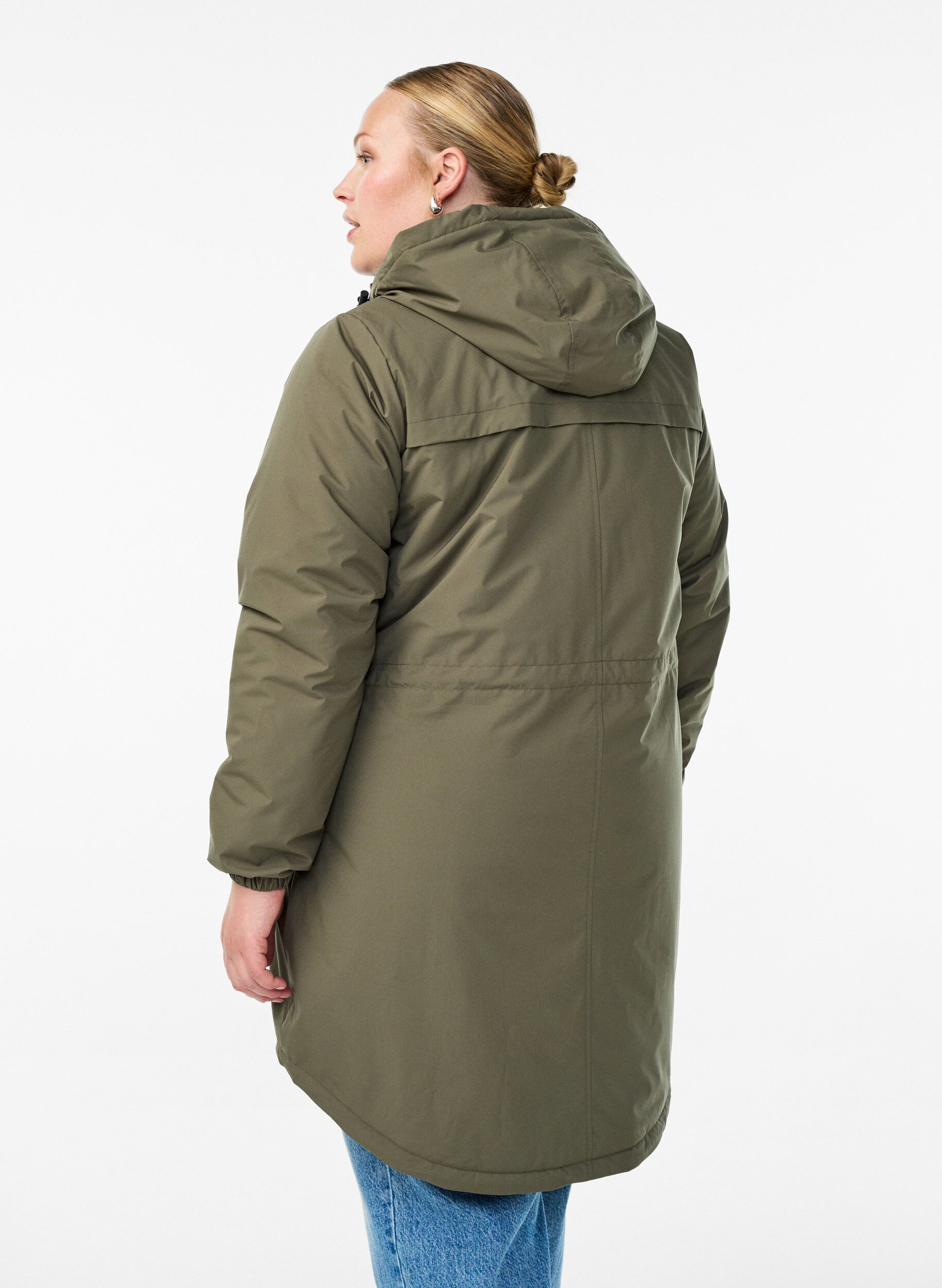 Zizzi Kevyt topattu parka hupulla, Vihre&auml;, Model image number 2