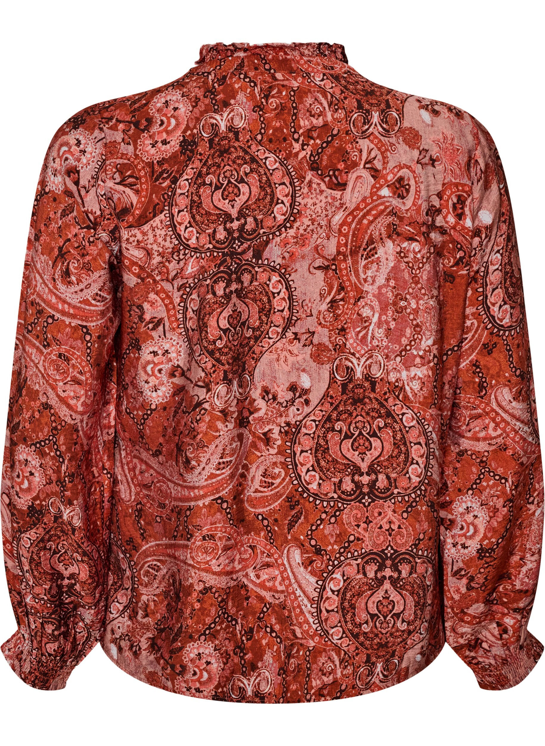 ZizziViskoosipusero paisleykuosilla ja r&ouml;yhel&ouml;ill&auml;, Oranssi, Packshot image number 1