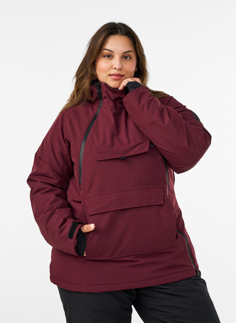 Toiminnallinen hiihtoanorakki hupulla, Punainen, Model image number 0