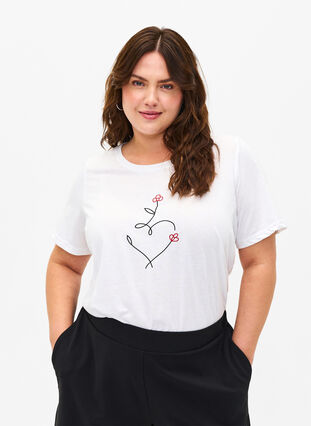 FLASH – kuviollinen t-paita, Bright White Heart, Model image number 0
