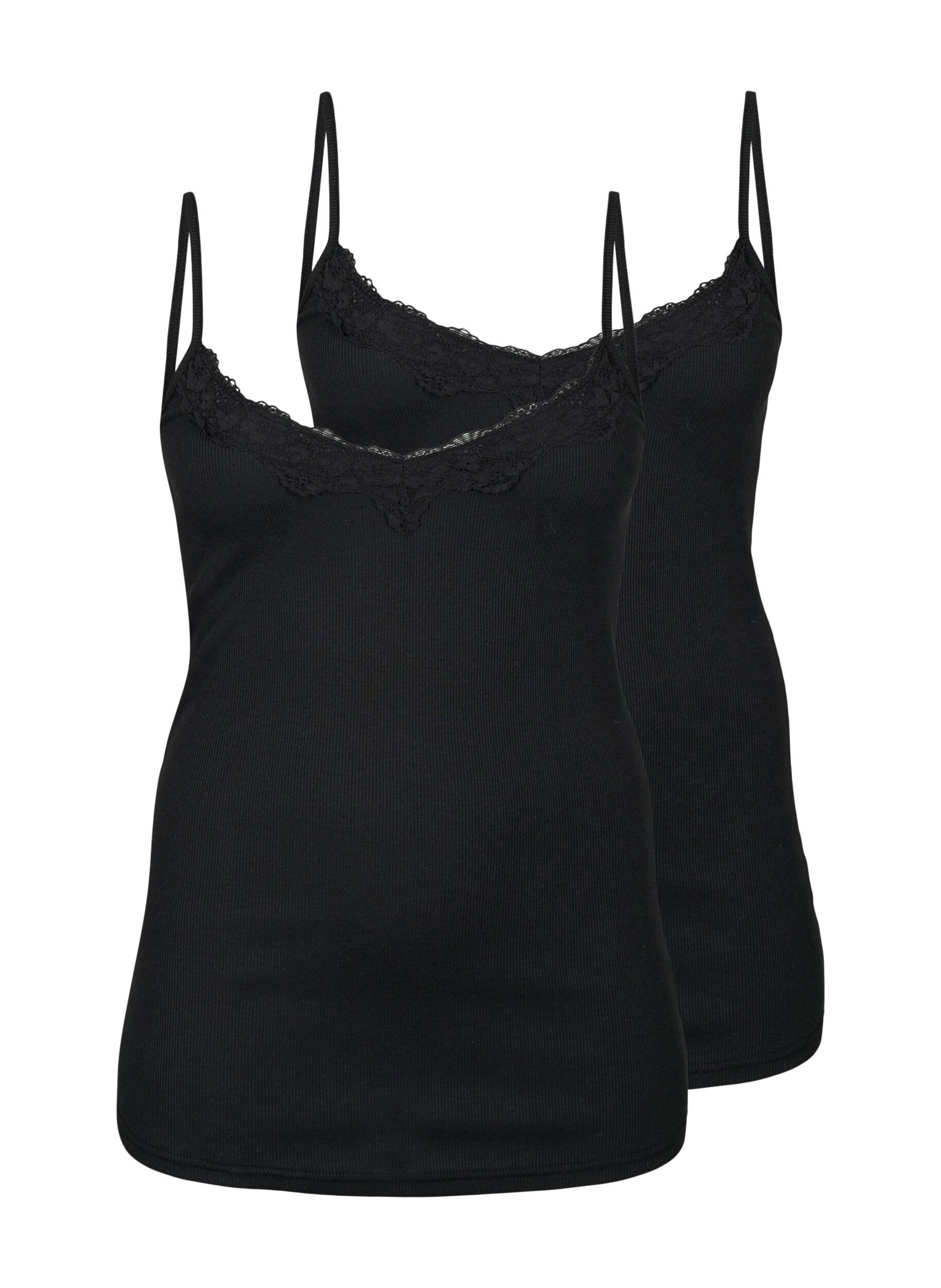 Zizzi2-pack ribatut y&ouml;topit, Black/Black, Packshot image number 0