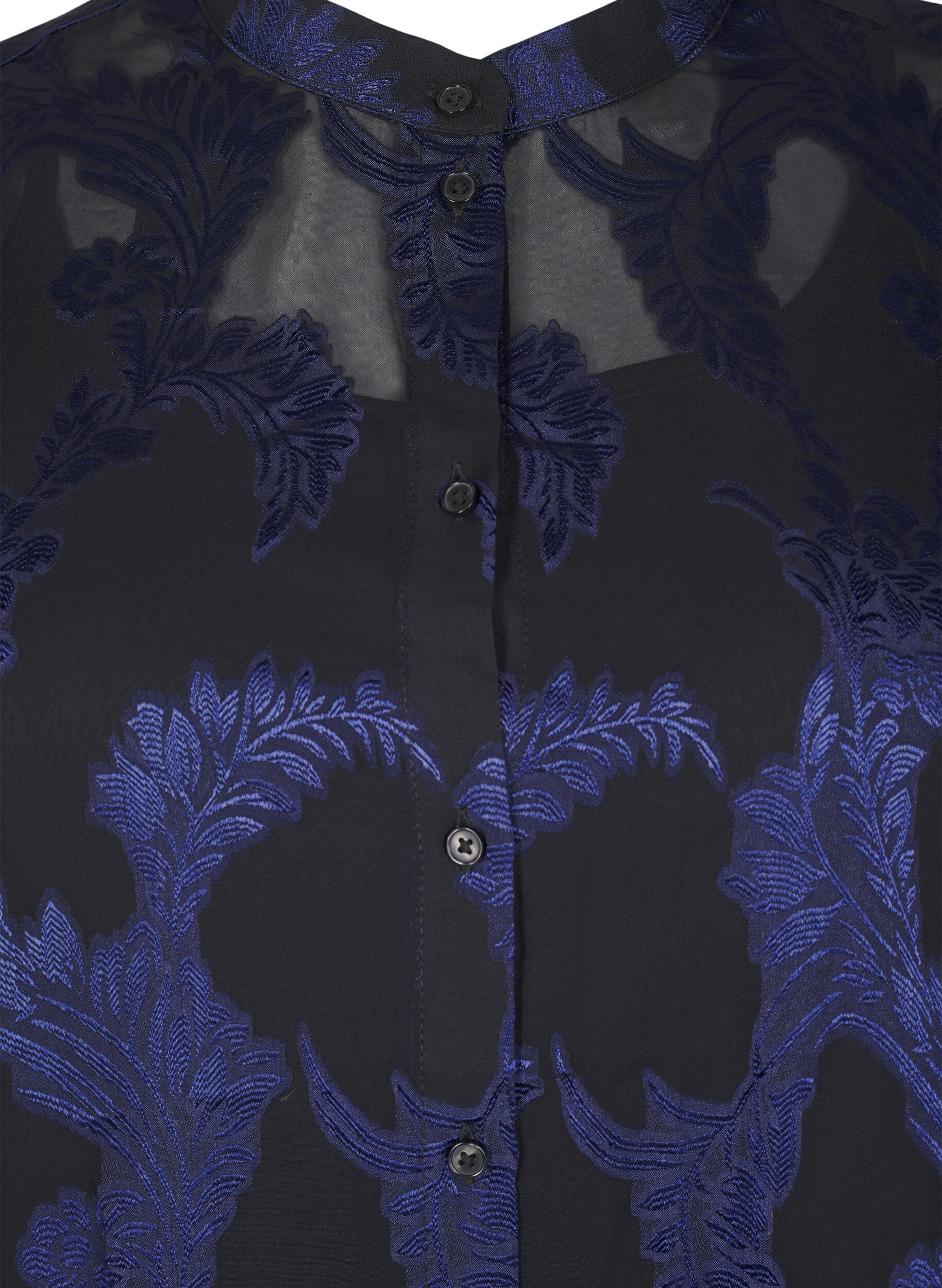 Zizzi Sifonkipusero jacquard-kuviolla, Evening Blue, Packshot image number 2