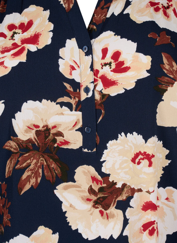 Pusero lyhyill&auml; hihoilla ja v-p&auml;&auml;ntiell&auml;, Sininen, Packshot image number 2