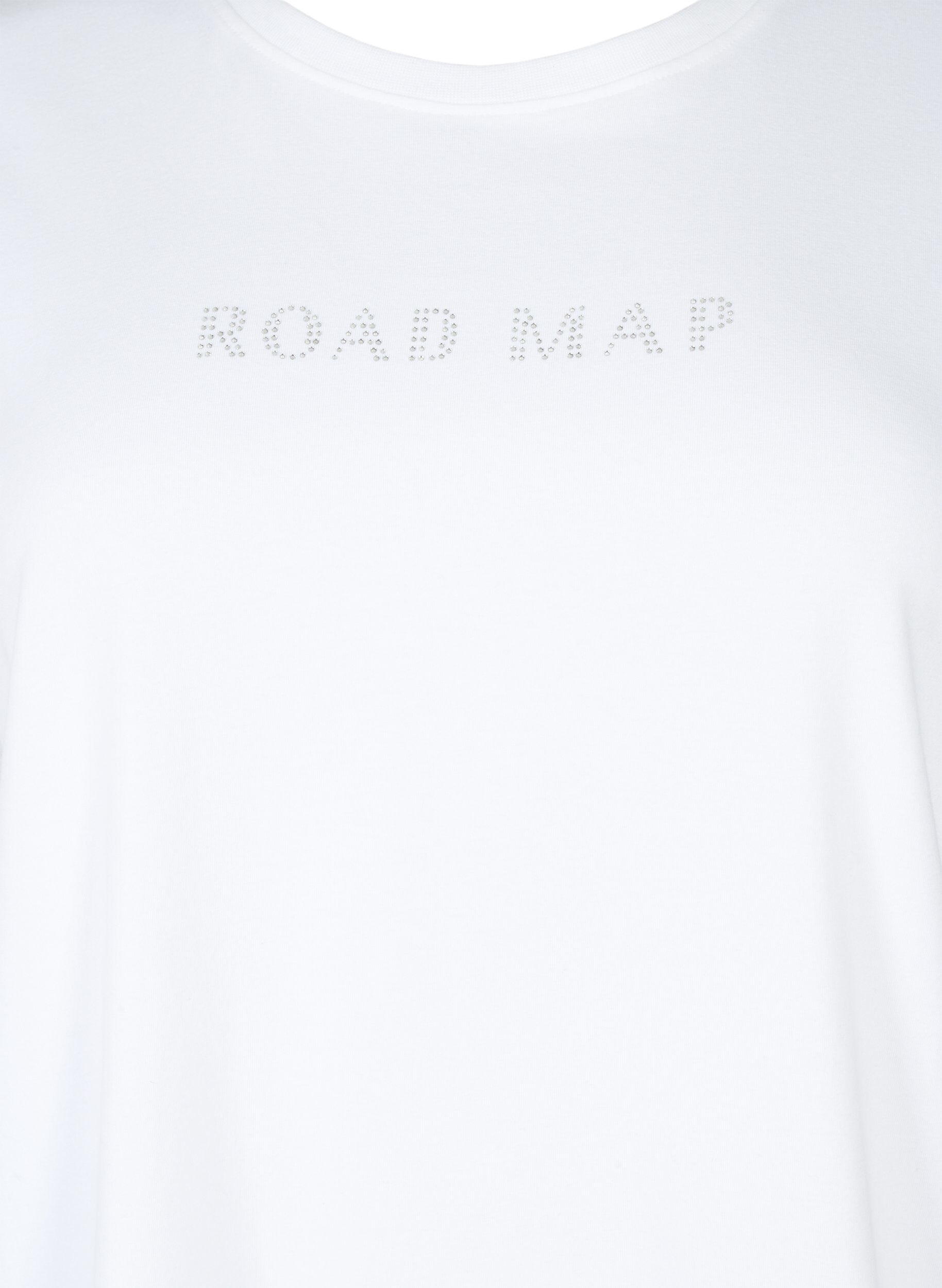 Zizzi Luomupuuvillasta valmistettu t-paita, jossa on koristeellisia kivi&auml;, White, Packshot image number 2