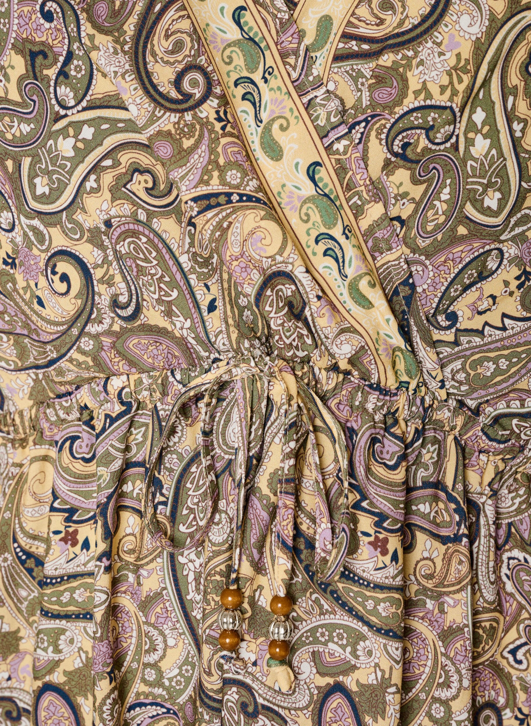 ZizziViskoositunika paisley-kuviolla ja solmittavilla nauhoilla, Keltainen, Packshot image number 2