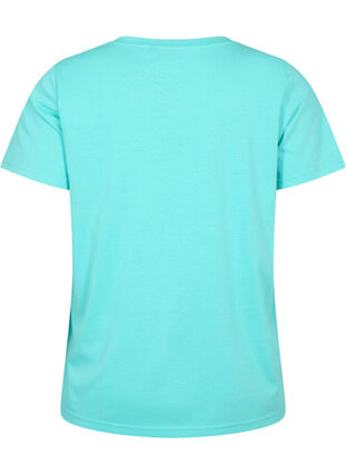 Lyhythihainen t-paita v-pääntiellä, Turquoise, Packshot image number 1