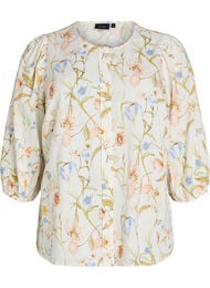 Paitapusero pellava- ja viskoosisekoitteesta 3/4-hihoilla, Vanilja