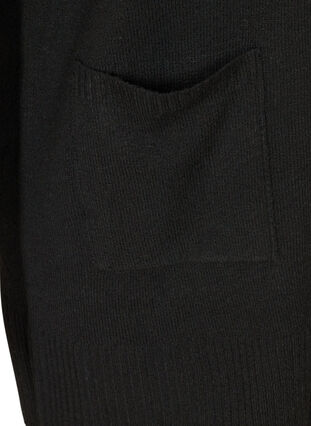 Pitkä neuletakki taskuilla, Black, Packshot image number 3