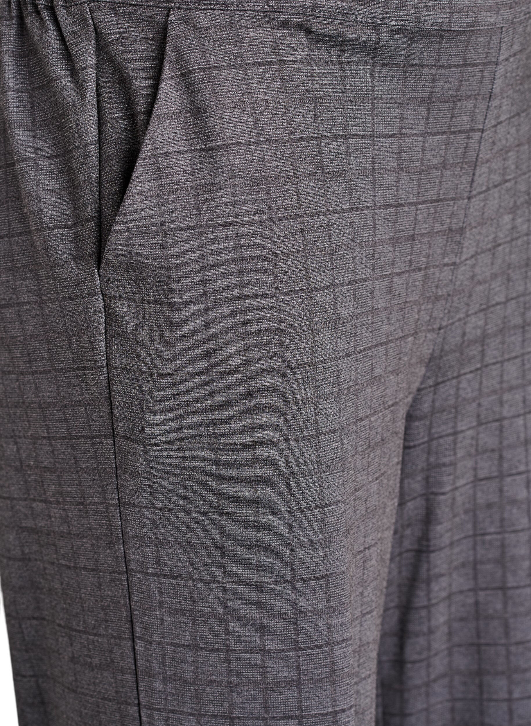 Zizzi Ruudulliset leve&auml;lahkeiset housut, Harmaa, Packshot image number 2