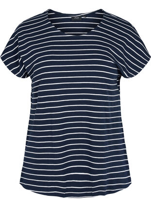 Puuvillainen t-paita raidoilla, Blue Stripe, Packshot image number 0