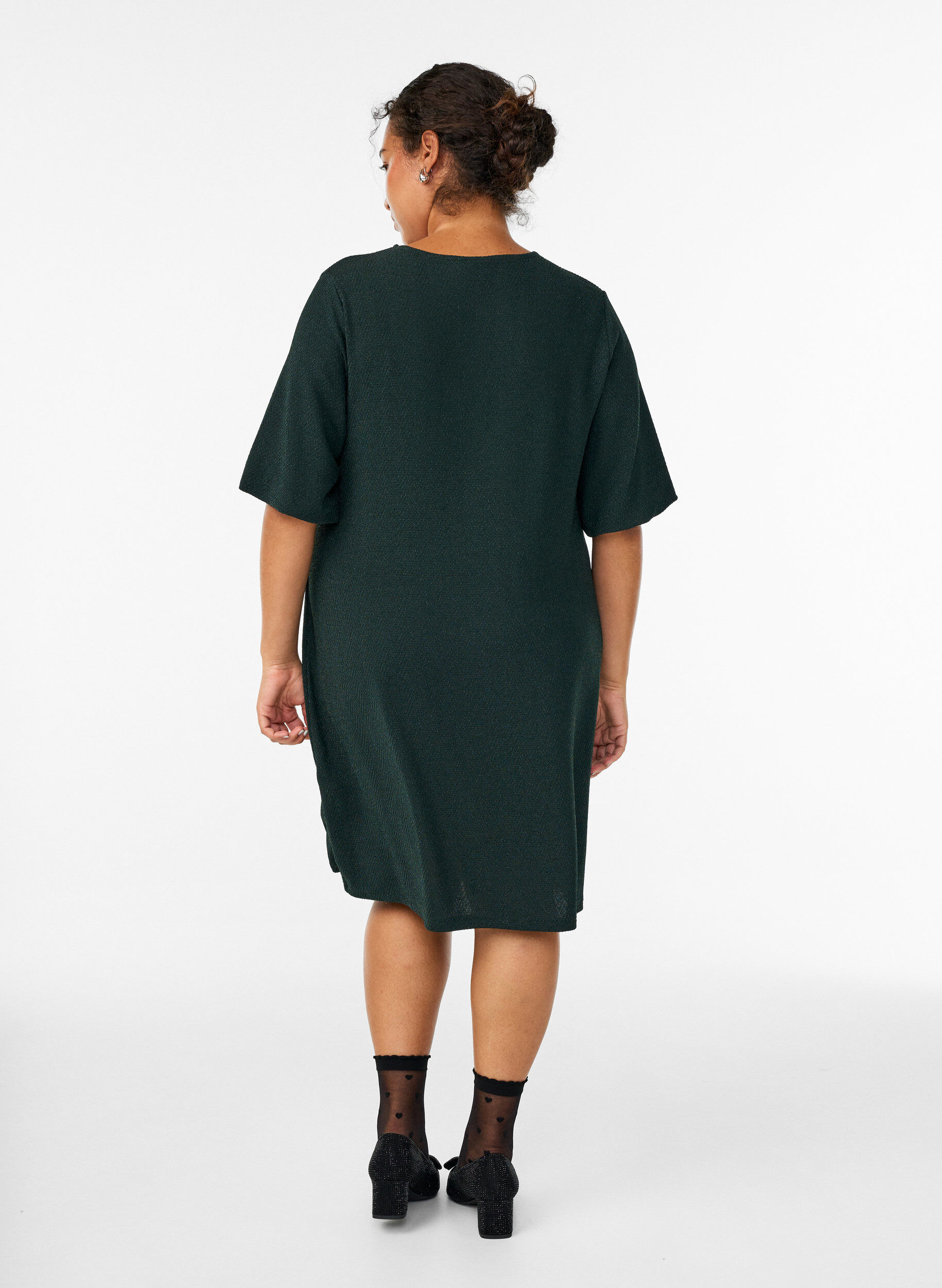 Zizzi Lyhyt mekko kimallekuviolla, Vihre&auml;, Model image number 2