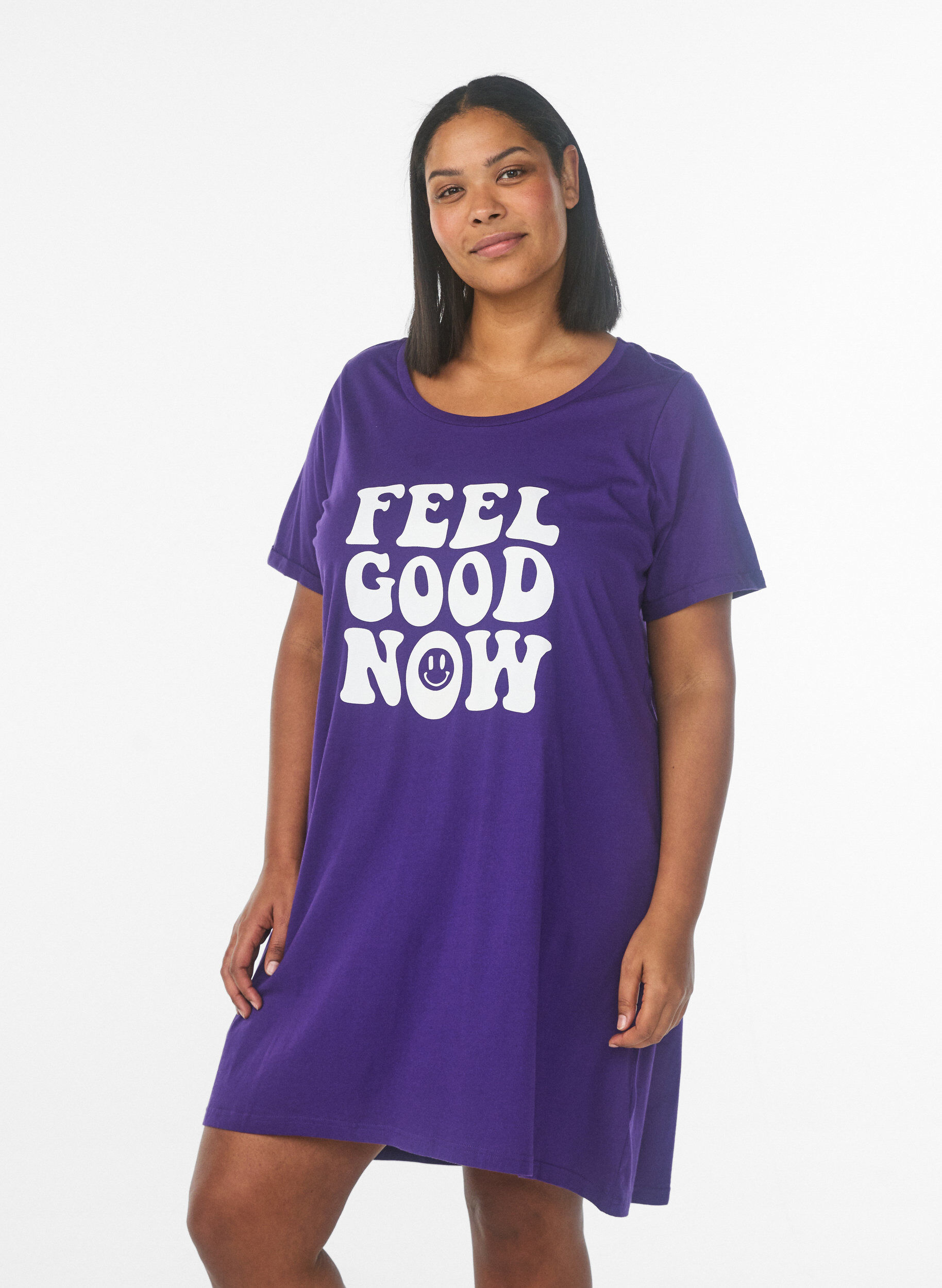 Zizzi Lyhythihainen y&ouml;paita luomupuuvillaa, Sininen, Model image number 0