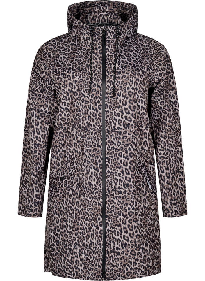 Sadetakki, jossa on taskut ja huppu, Ruskea, Packshot image number 0