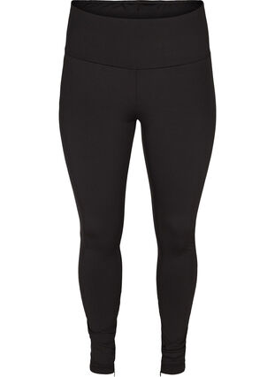 Yksiväriset leggingsit vetoketjulla , Black, Packshot image number 0