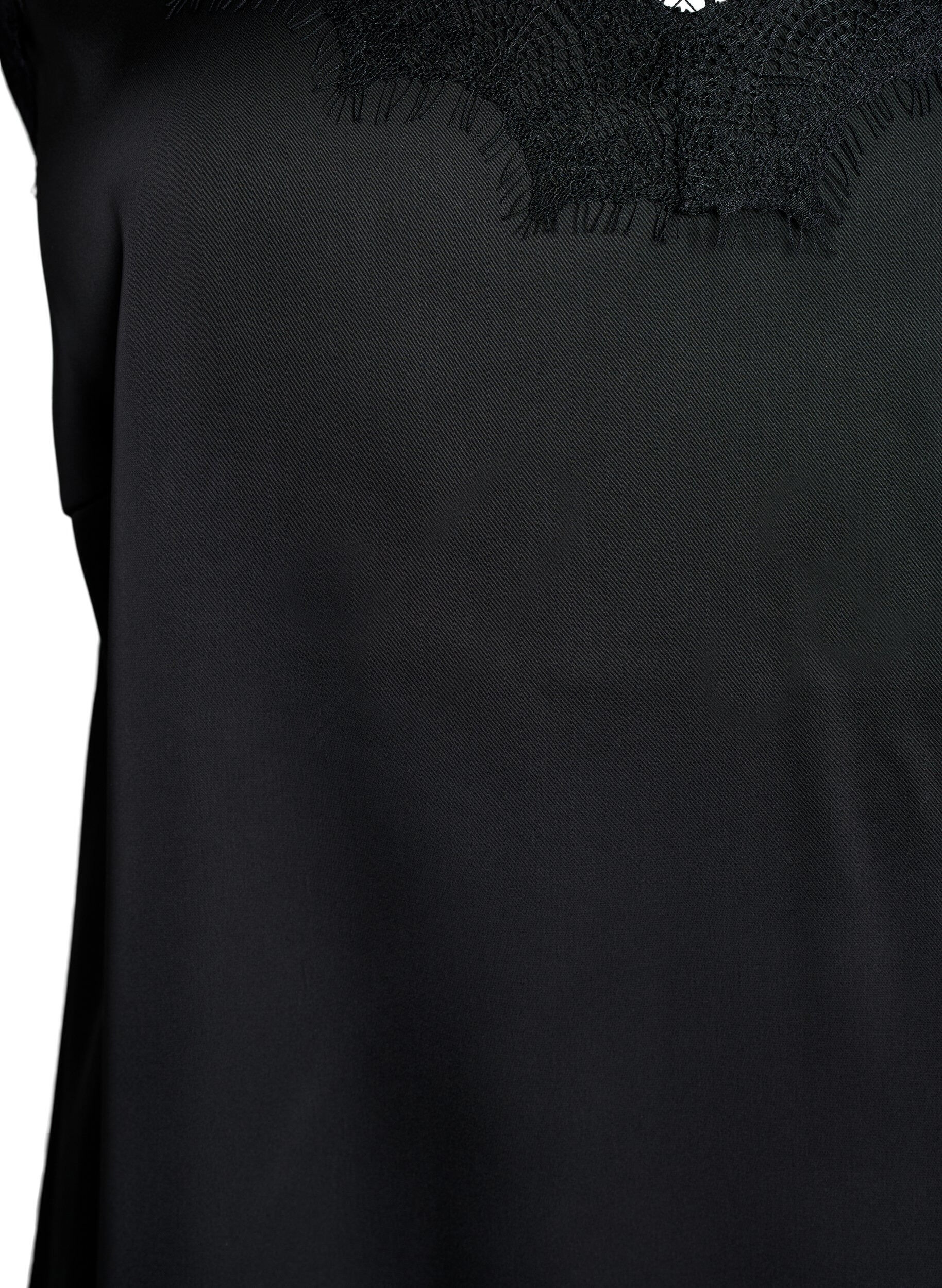 Zizzi Satiinitoppi pitsill&auml;, Musta, Packshot image number 2