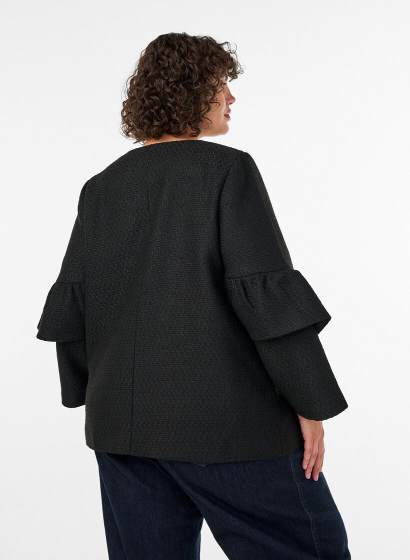 Boucl&eacute;-takki r&ouml;yhel&ouml;yksityiskohdilla, Musta, Model image number 2