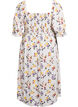 Kukallinen midimekko viskoosista smokkirypytyksell&auml;, Valkoinen, Packshot image number 1