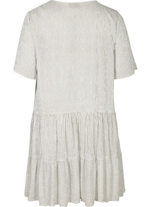 Lyhythihinen mekko raidoilla ja napeilla, White Stripe, Packshot image number 1