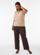 Lyhythihainen neulepusero pointelle-kuviolla, Beige, Model image number 1