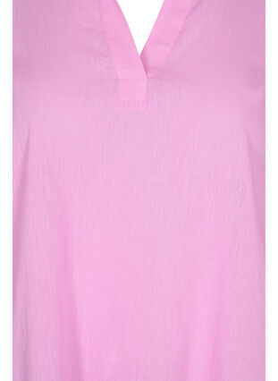 Puuvillasta ja pellavasta valmistettu raidallinen mekko, Begonia Pink, Packshot image number 2