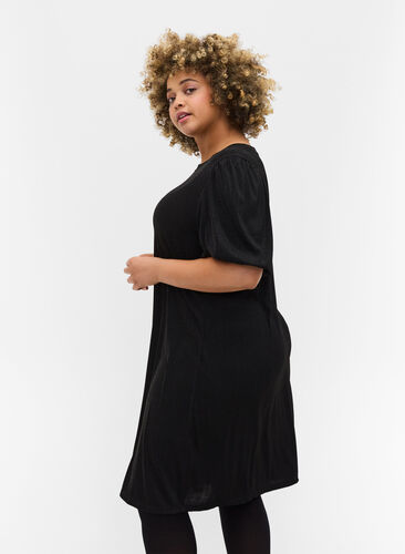 Kimaltava mekko lyhyillä pallohihoilla , Black, Model image number 1