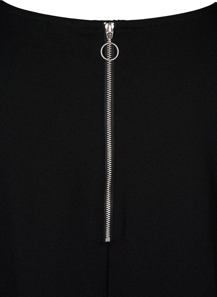 FLASH - Lyhyt A-linjainen mekko 3/4-hihoilla, Musta, Packshot image number 3