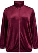 Velour-neuletakki vetoketjulla ja korkealla kauluksella, Tumma Bordeaux, Packshot image number 0