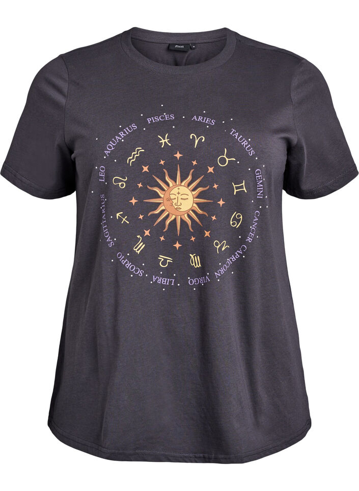 Puuvilla T-paita etupainatuksella, Harmaa, Packshot image number 0