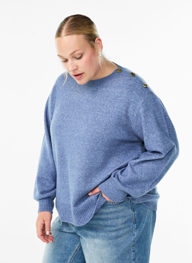Neulepusero nappiyksityiskohdalla, Sininen, Model image number 0