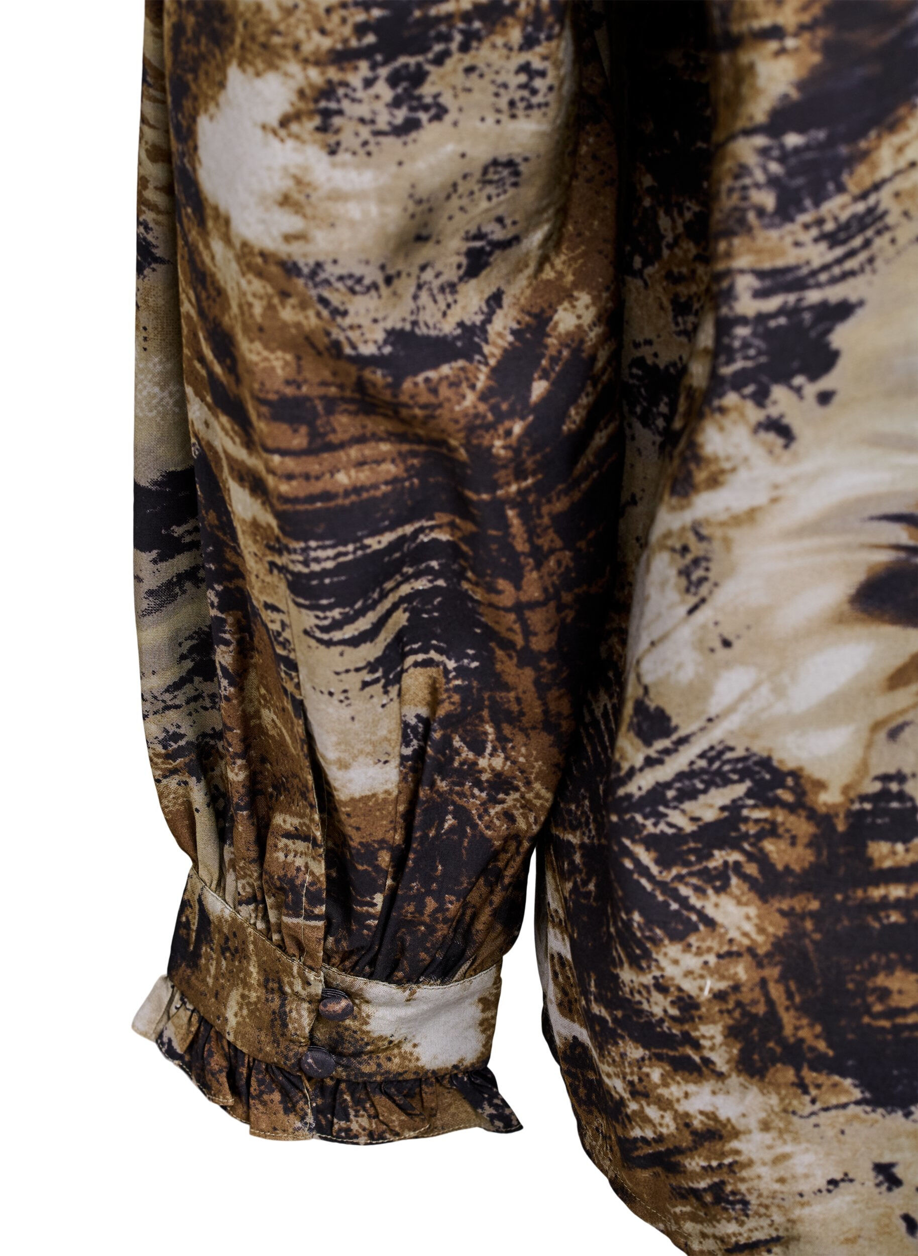 Zizzi Painokuvioitu pusero napeilla, Vihre&auml;, Packshot image number 3