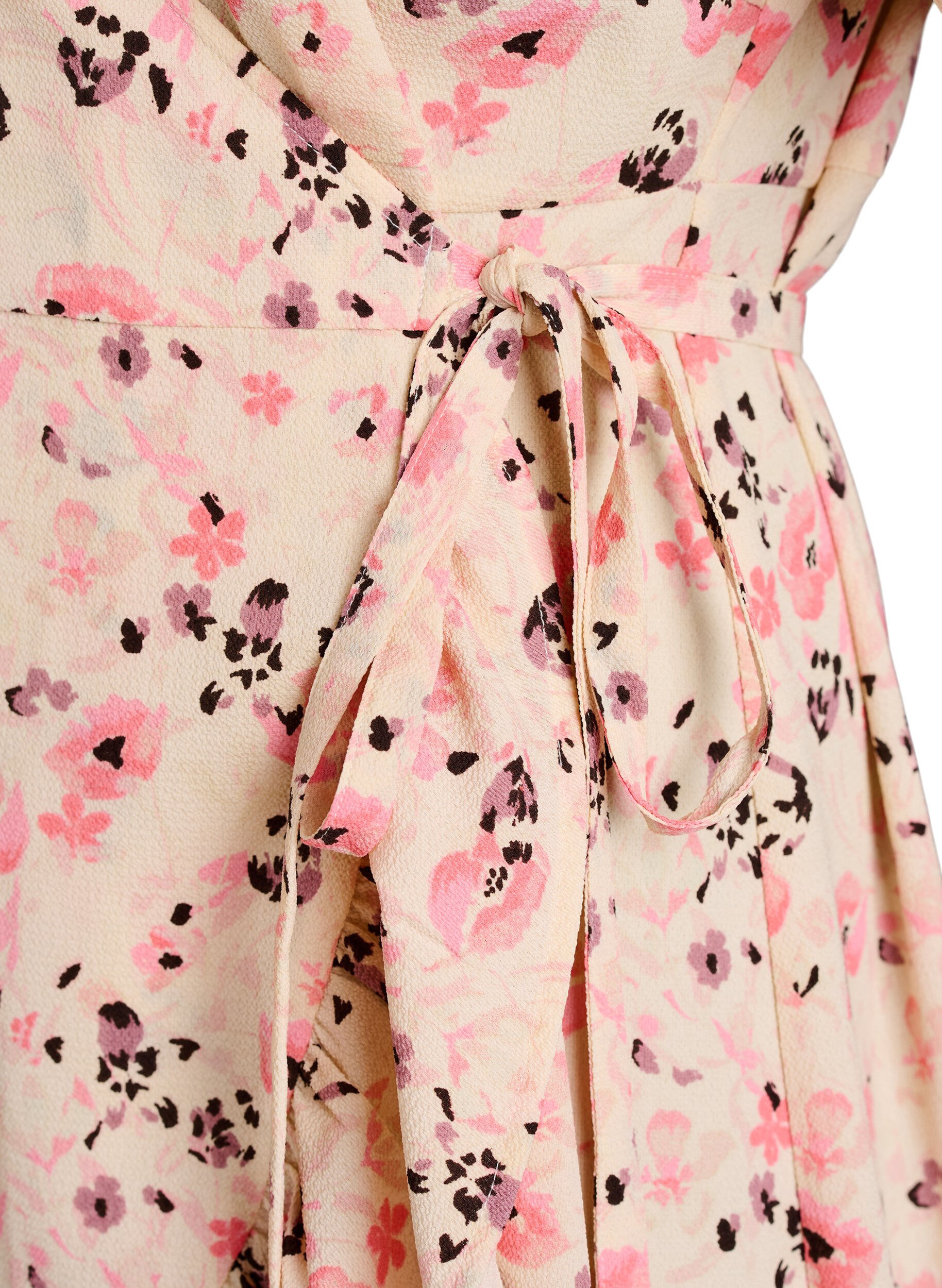 Zizzi Kukallinen kietaisumekko lyhyill&auml; hihoilla, Punainen, Packshot image number 3