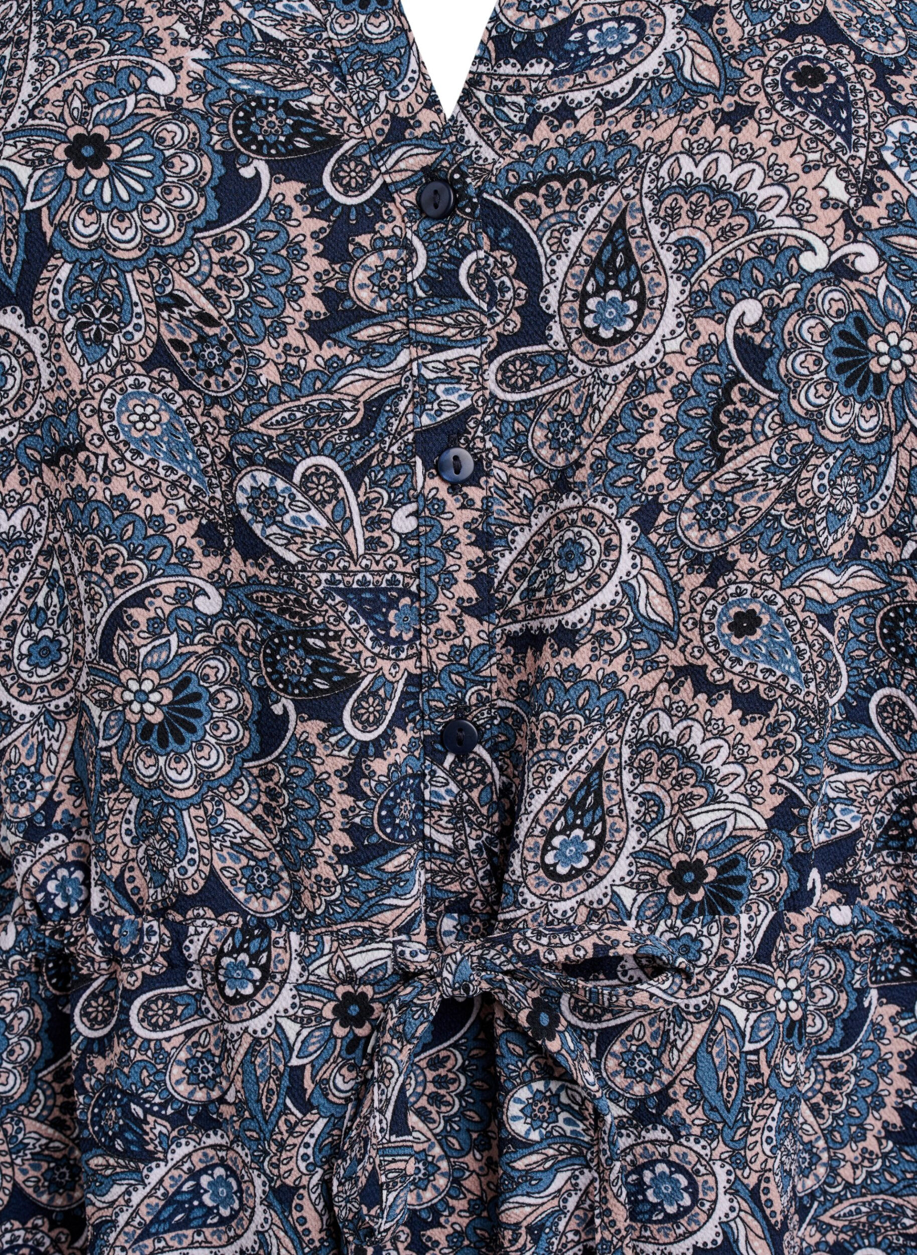 Zizzi Polvimittainen mekko solmittavalla vy&ouml;ll&auml;, Beige, Packshot image number 2