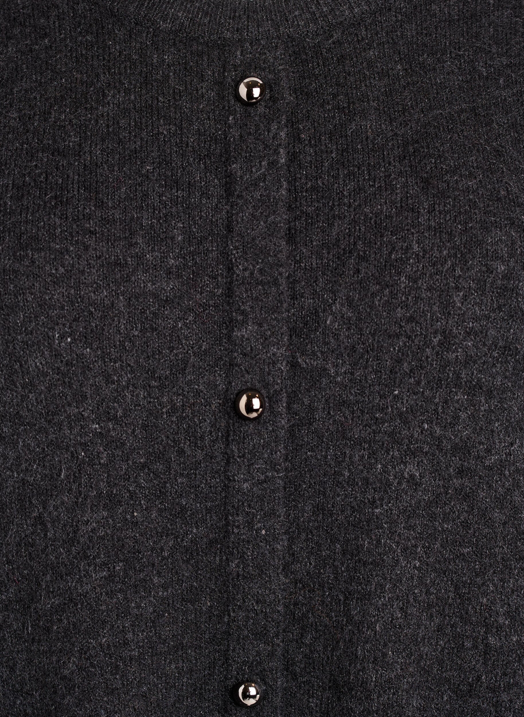 Zizzi Lyhyt neulemekko lyhyill&auml; hihoilla ja pallonapeilla, Harmaa, Packshot image number 2