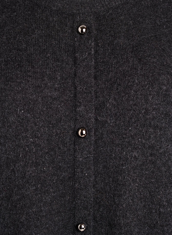 Lyhyt neulemekko lyhyillä hihoilla ja pallonapeilla, Harmaa, Packshot image number 2